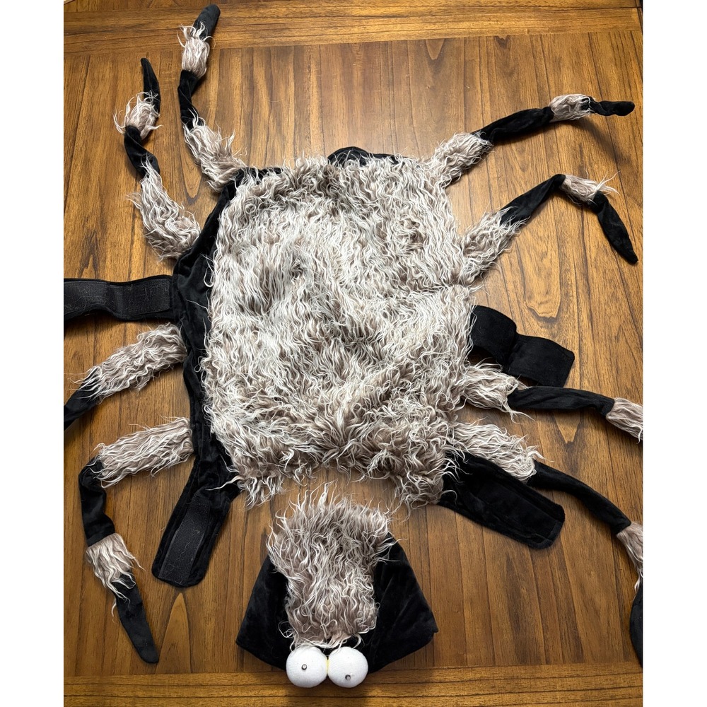 Frisco Spider Dog Costume XXL Gray Black Faux Fur Halloween 2pc Set 215574